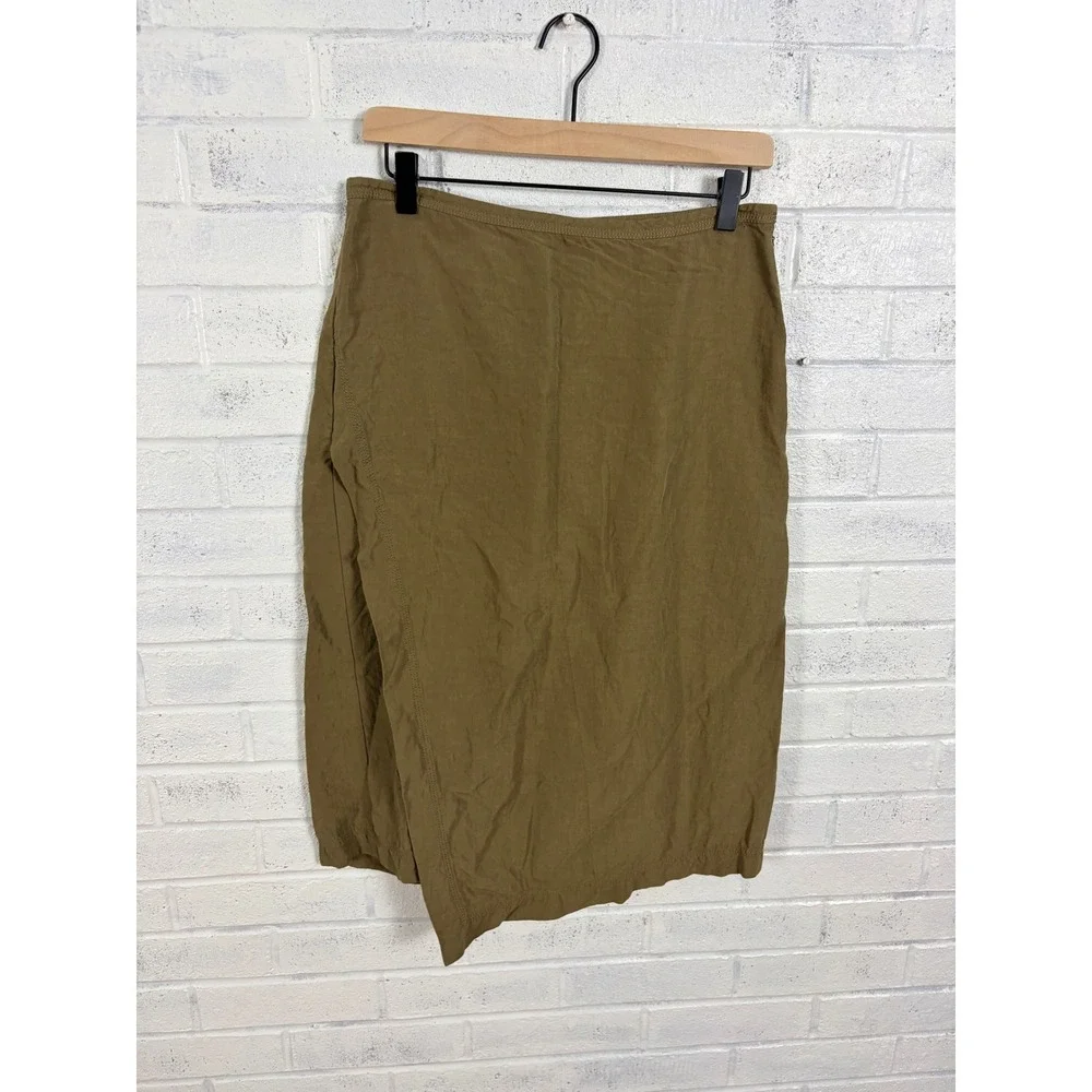 Vince Utility Paneled Asymmetric Midi Skirt Womens 6 Washed Vine Linen Blend